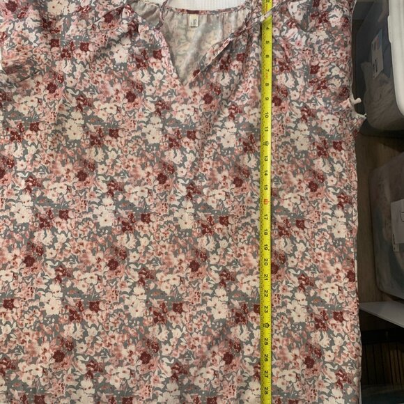 (F-188)Womens Floral Blouse Short Sleeve V-Neck Lightweight Polyester Casual Top - Picture 9 of 9